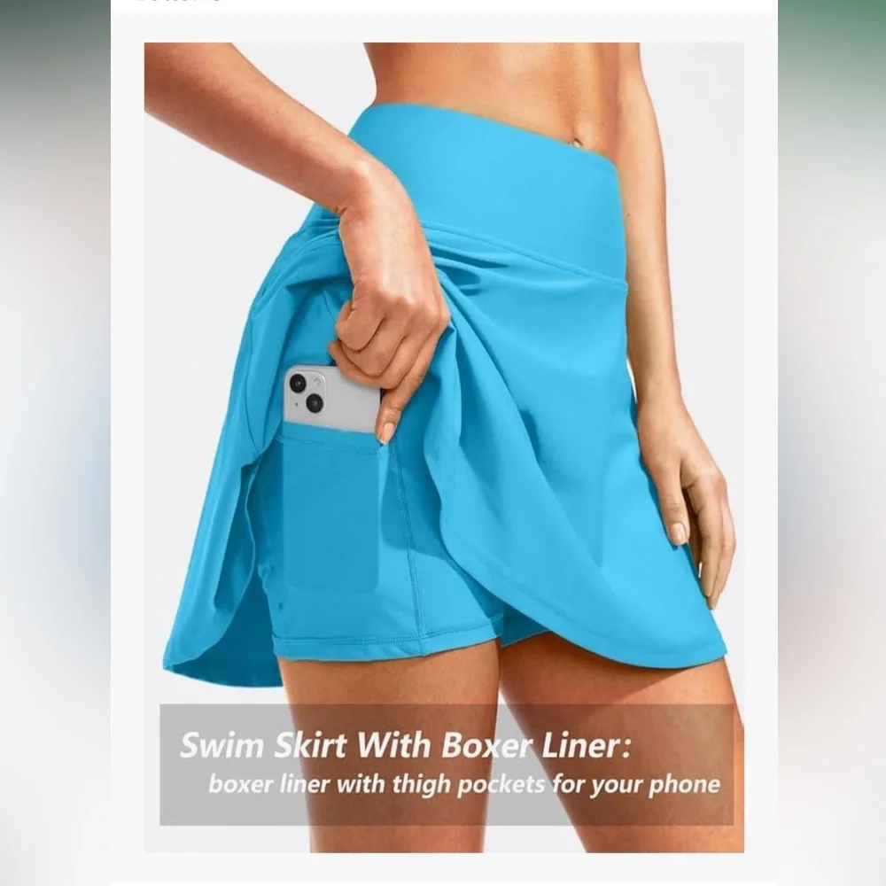 Women's‎ High Waisted Swim Skirt with Shorts